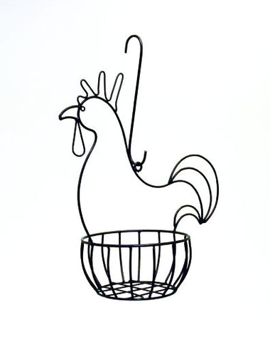 Handmade Iron Hanging Rooster Basket-20 Inches High x 19 Inches Wide