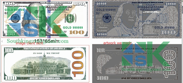 100 us dollar gold foil banknote