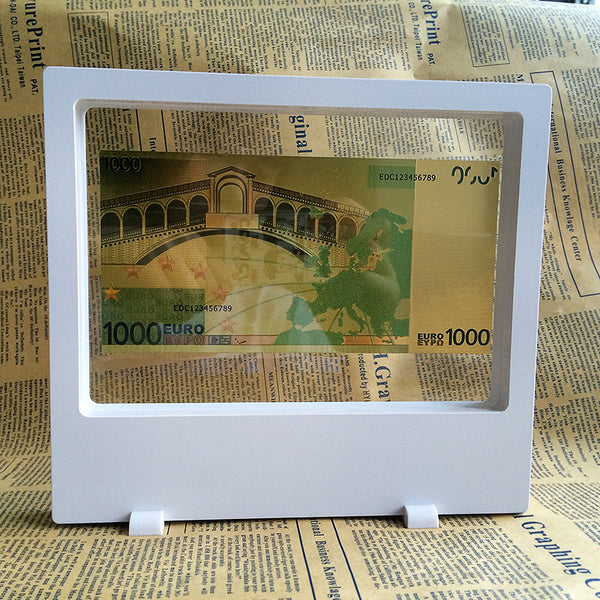 multinational display box with 24k gold banknote