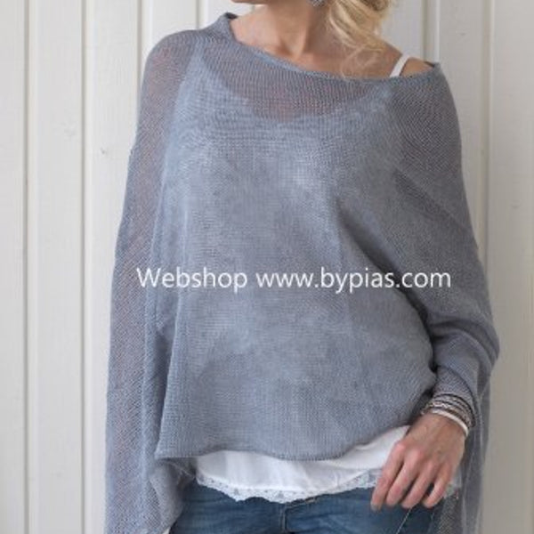 ByPias - Linen Knit Poncho - Dark Grey