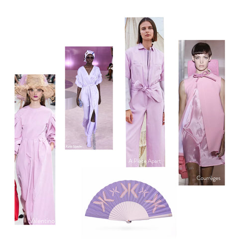 High Fashion Lilac on SS19 Catwalk and Khu Khu Lilac Letter Hand Fan