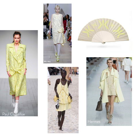 High Fashion Yellow on Catwalk from different designers and Khu Khu HELLO YELLOW hand fan