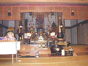 Inside Yoko's Village Buddhist temple, a few doors down from her home.