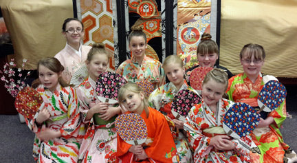 Girls group in Idaho, wearing kimonos from YokoDana Kimono's Girls Package 110-GIRLS