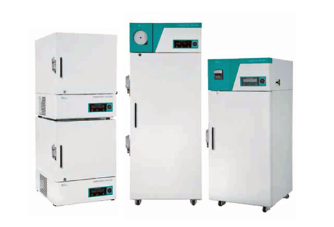 An upright lab freezer.