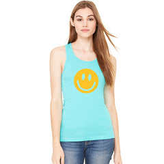 Funny Smiley Face Super Emoji Women's Racerback Funny Sleeveless - zexpaapparel - 5