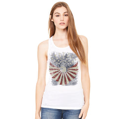 American Bald Eagle USA Vintage Flag Women's Racerback Patriotic Sleeveless - Zexpa Apparel Halloween Christmas Shirts