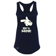 He is Mine Cartoon Hands Valentine's Day Women's Racerback Couple Sleeveless - Zexpa Apparel - 1