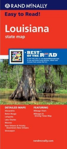 Louisiana State Map Rand McNally Easy to Read 