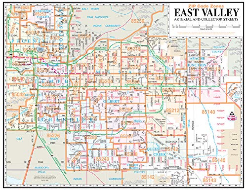 East Valley Arterial And Collector Streets Full Size Zip Code Zones Wall