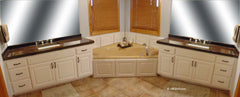 After master bathroom transformation using concrete countertops