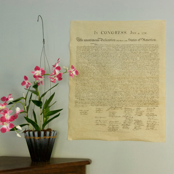 US Declaration of Independence Historical Document on Antiqued Parchment Paper 