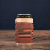 Embossed Leather United States Flag Can Coozie
