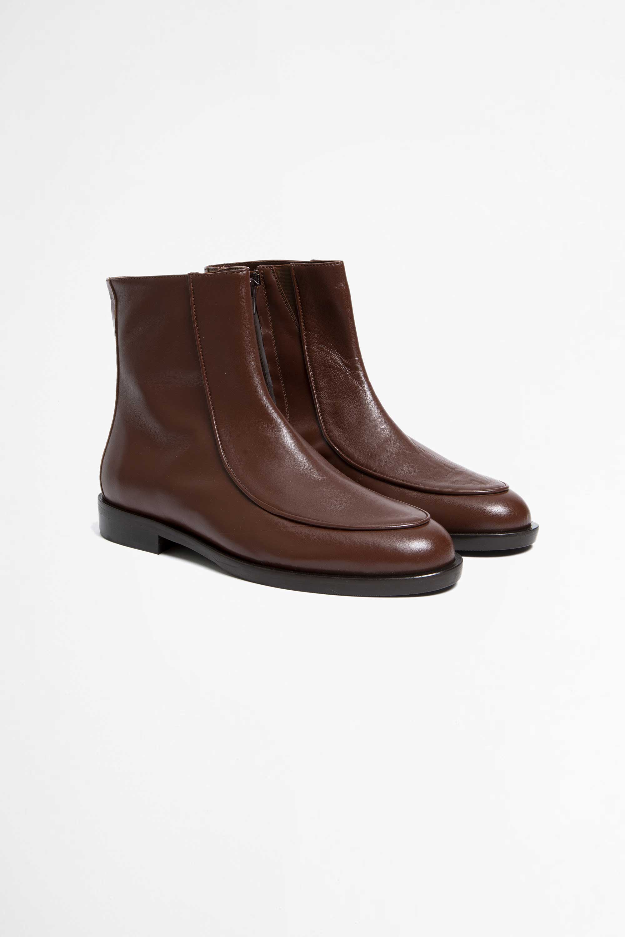 brown leather zip boots mens