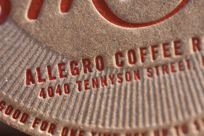 Letterpress Coasters die cut allegro coffee company