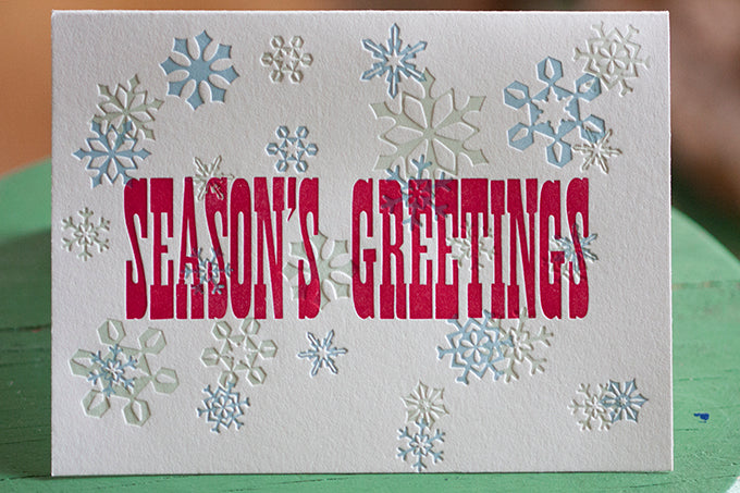 letterpress wood type card season's greetings