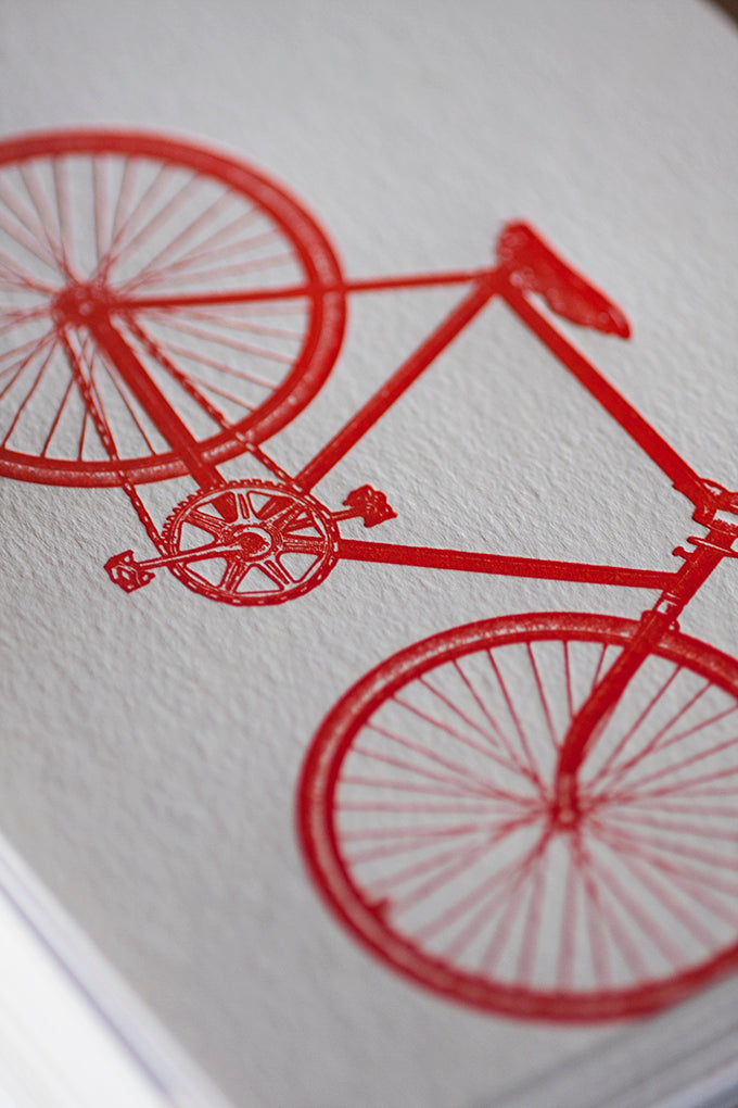 Bike letterpress cards bicycle letterpress cycling letterpress card