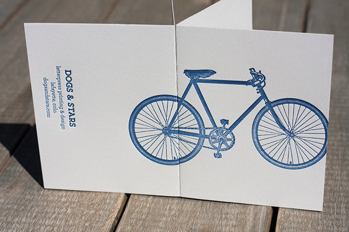 Bike letterpress cards bicycle letterpress cycling letterpress card