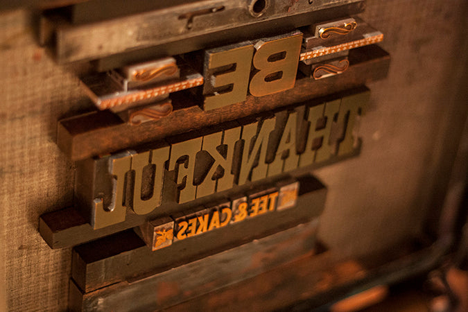 Letterpress bakery box Boulder Colorado Wood type