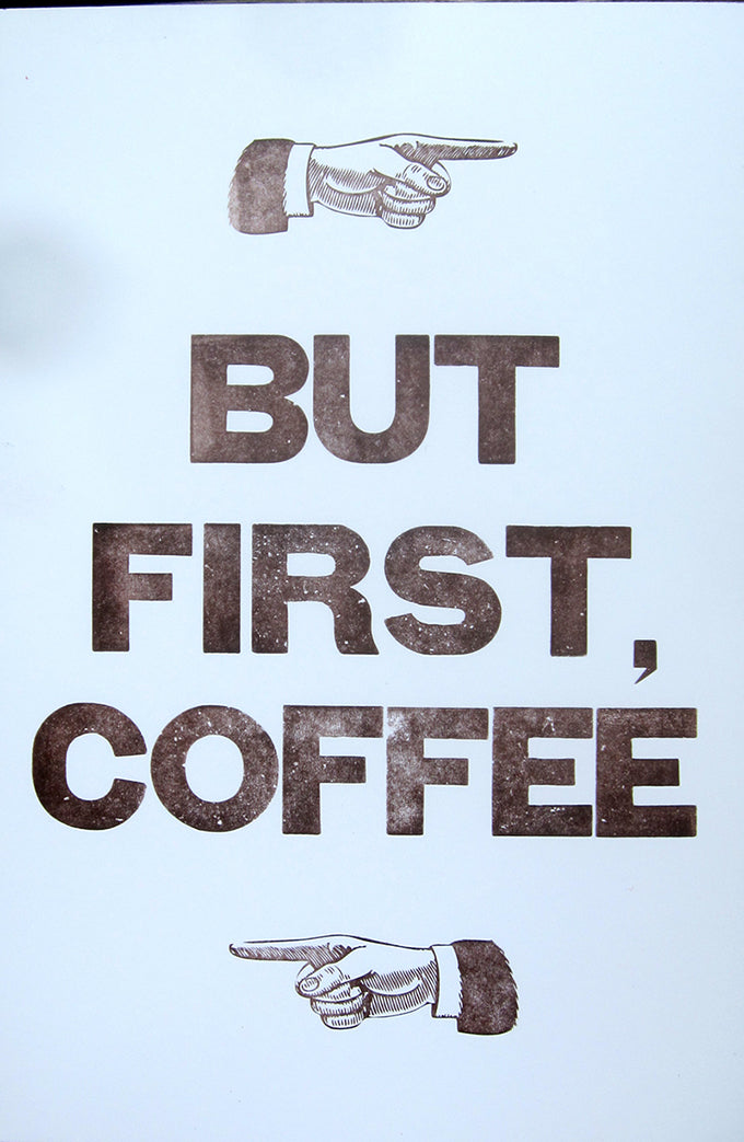 Letterpress printed coffee print using wood type