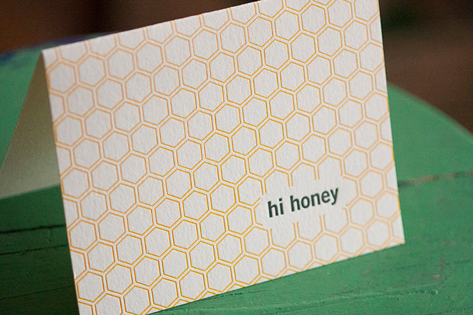 Letterpress Printed "Hi Honey" Card