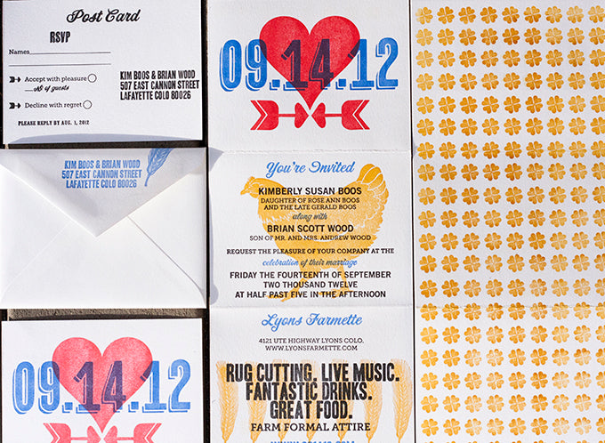 Letterpress Wedding Invitations Boulder Denver Lafayette Colorado Handmade letterpress invites