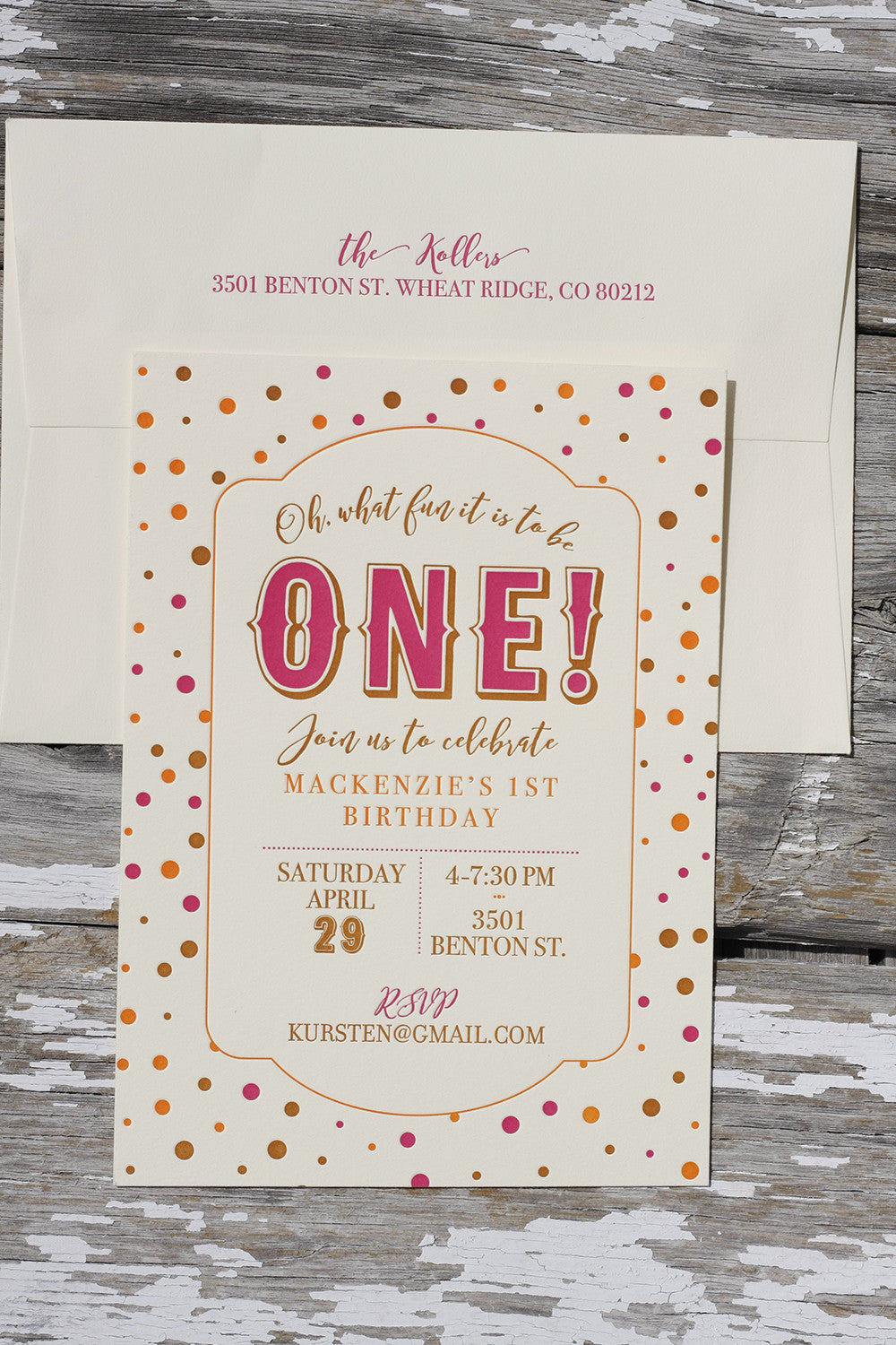 letterpress first 1st birthday part invites boulder denver colorado custom letterpress printing