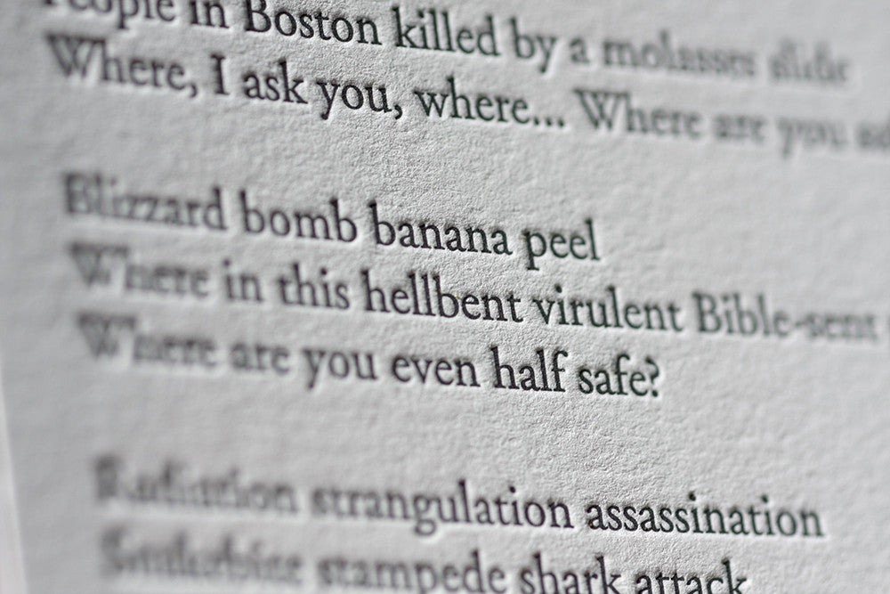 Letterpress Poetry Print Boulder Denver Colorado printmaking