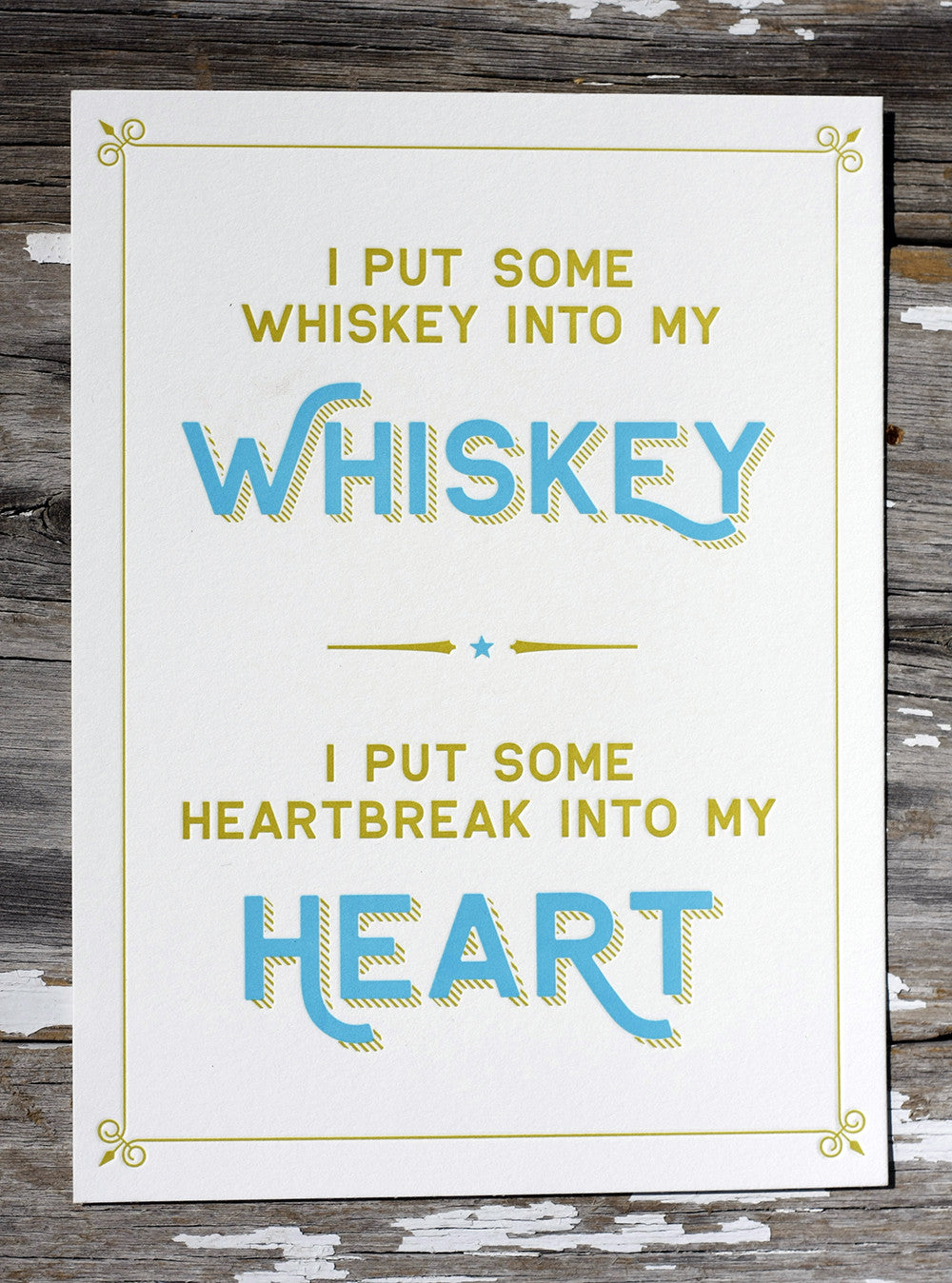 Letterpress whiskey Felice Brother APA Wayzgoose Print APA 909 Boulder Denver Colorado Letterpress Printing