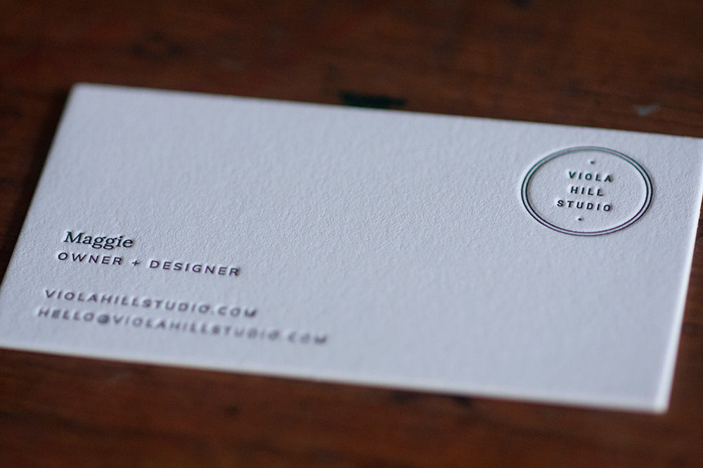 Letterpress business cards viola hill studio wisconsin custom printing dogs and stars letterpress