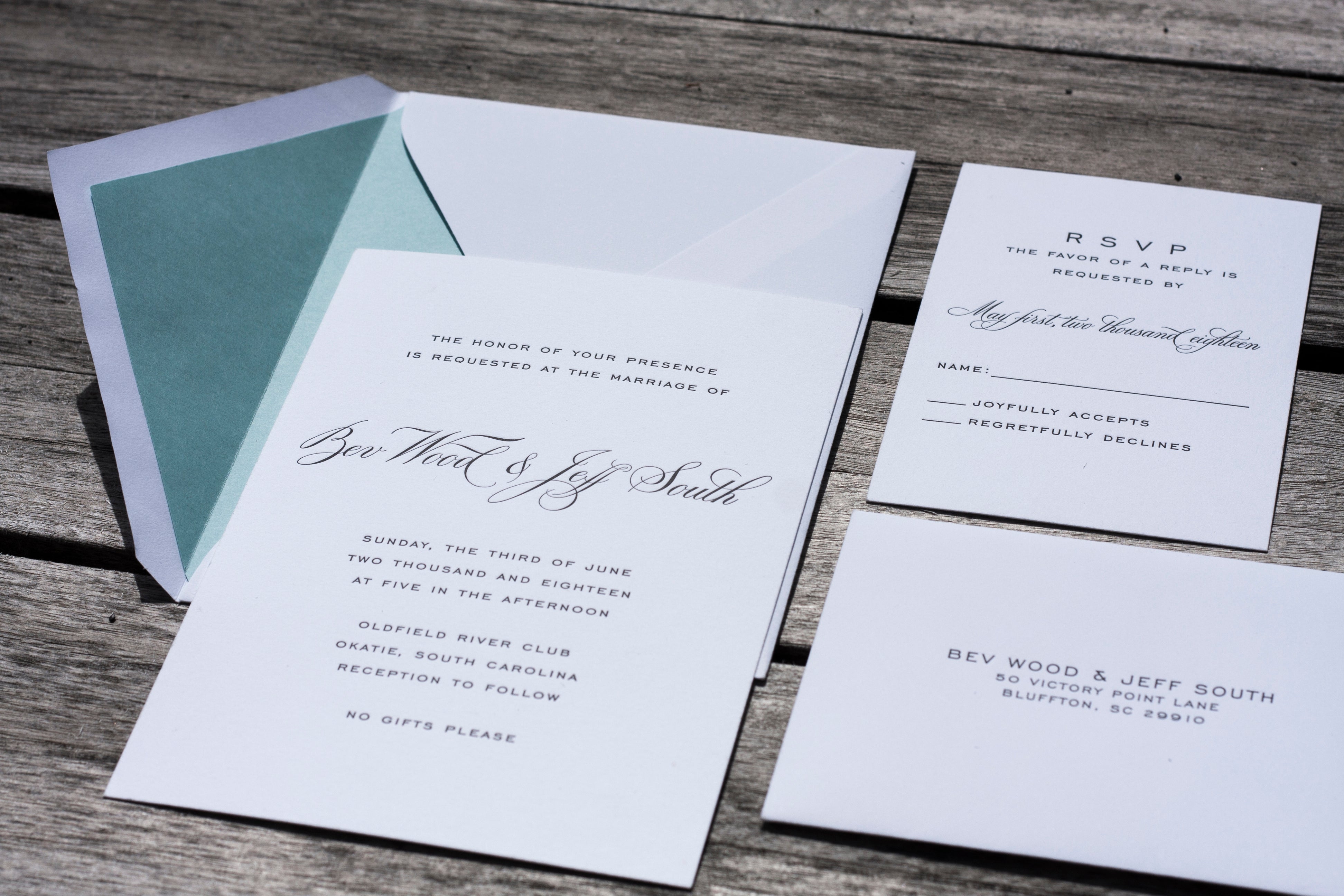 Letterpress wedding invitations southern elegance custom printing colorado boulder denver