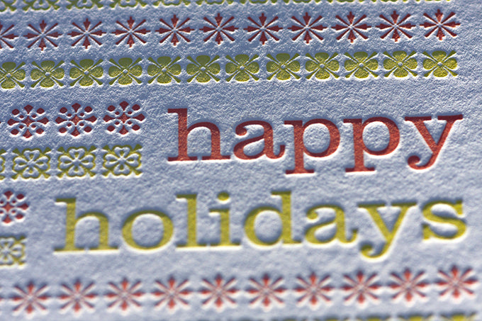 Letterpress printed hand made hand crafted holiday card boulder, denver, lafayette colorado