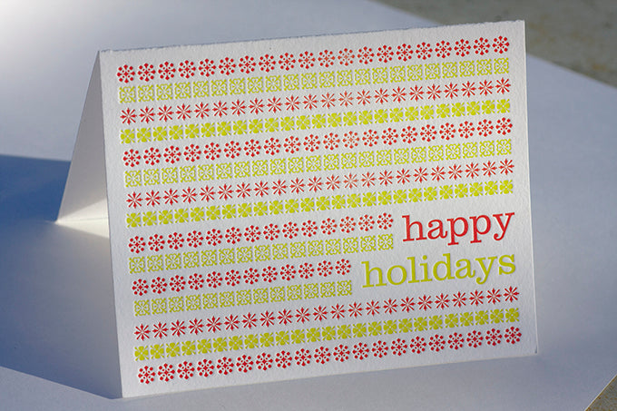Letterpress printed hand made hand crafted holiday card boulder, denver, lafayette colorado