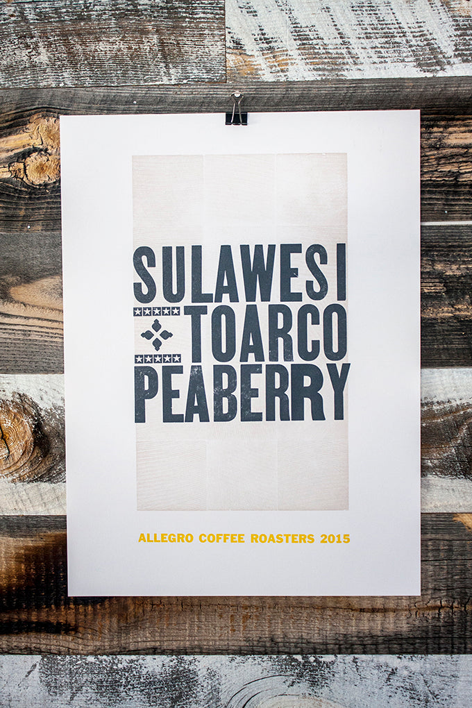 Letterpress printed coffee posters for Allegro Coffee Roasters Tennyson Denver wood type