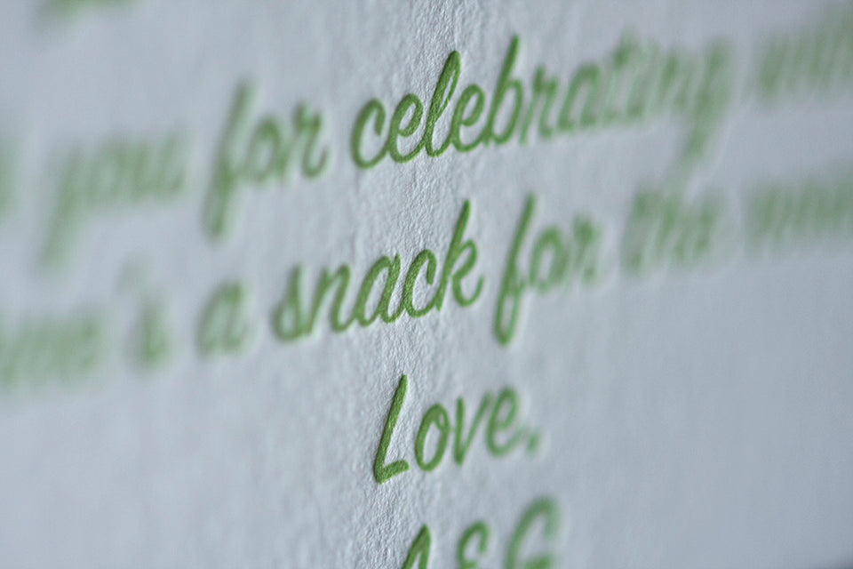 Letterpress printed wedding favors boulder colorado