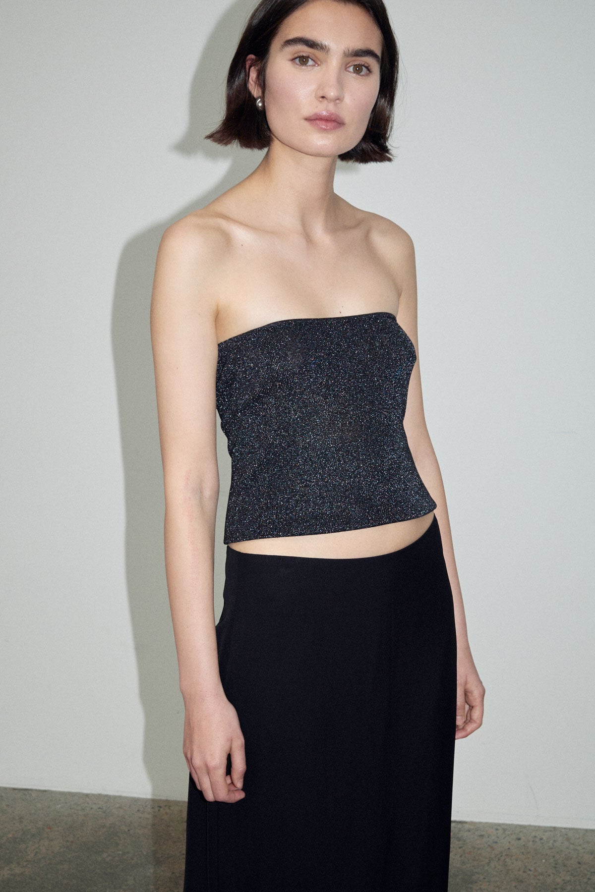 90s Strapless Sheer Knit Top - Galaxy