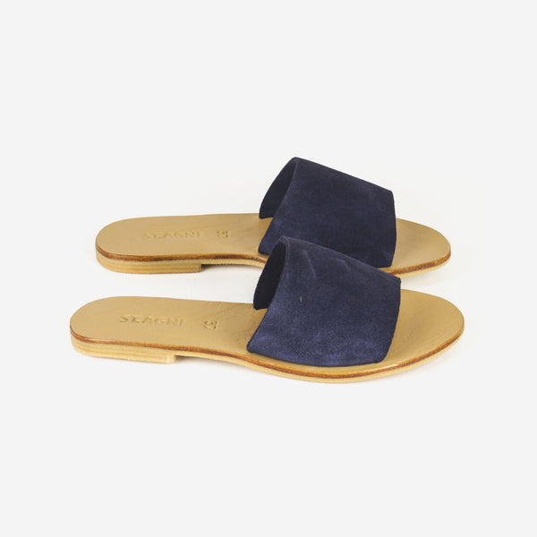 ST. AGNI AIKO Basic Slides - Navy Suede