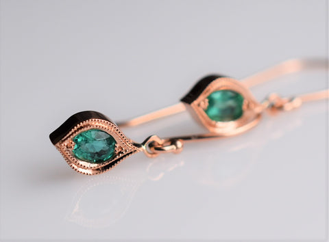 rose gold emerald earrings