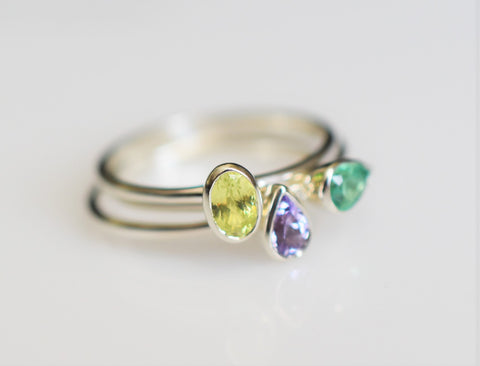 gold stacking rings with gemstones