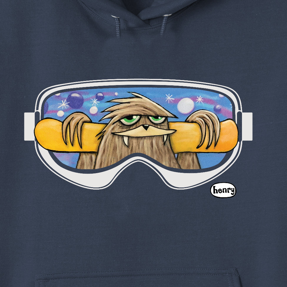 Sasquatch with Snowboard Hoodie | Wearable Art by Seattle Mural Artist Ryan