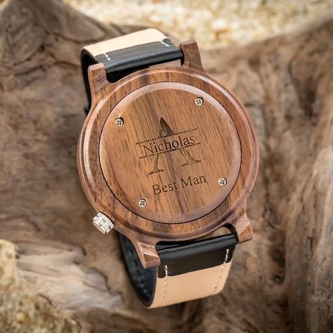 wooden watch engraved 