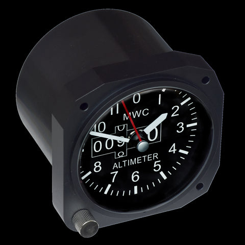 Limited Edition Replica Altimeter Instrument Desk Clock With Retro Dial in Matt Black Finish