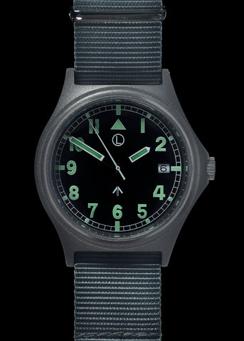MWC G10 LM Stainless Steel Military Watch on Black NATO Strap with Date Window