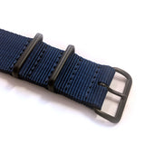 20mm Navy Blue NATO Watch Strap with Covert PVD Black Buckles