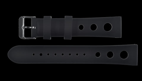 MWC Black Silicone Rally Pattern Watch Strap Suitable for a Wide Variety of Models with 20mm Lug Size