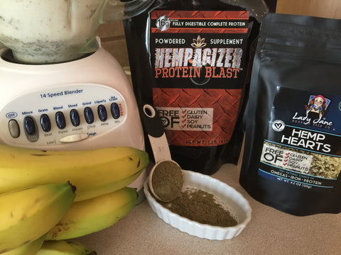 ingredients for the EZ hemp protein shake