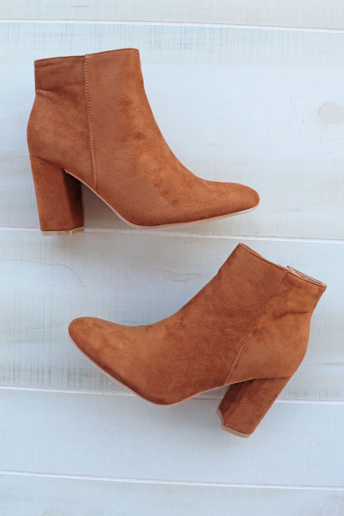 tan closed toe heels