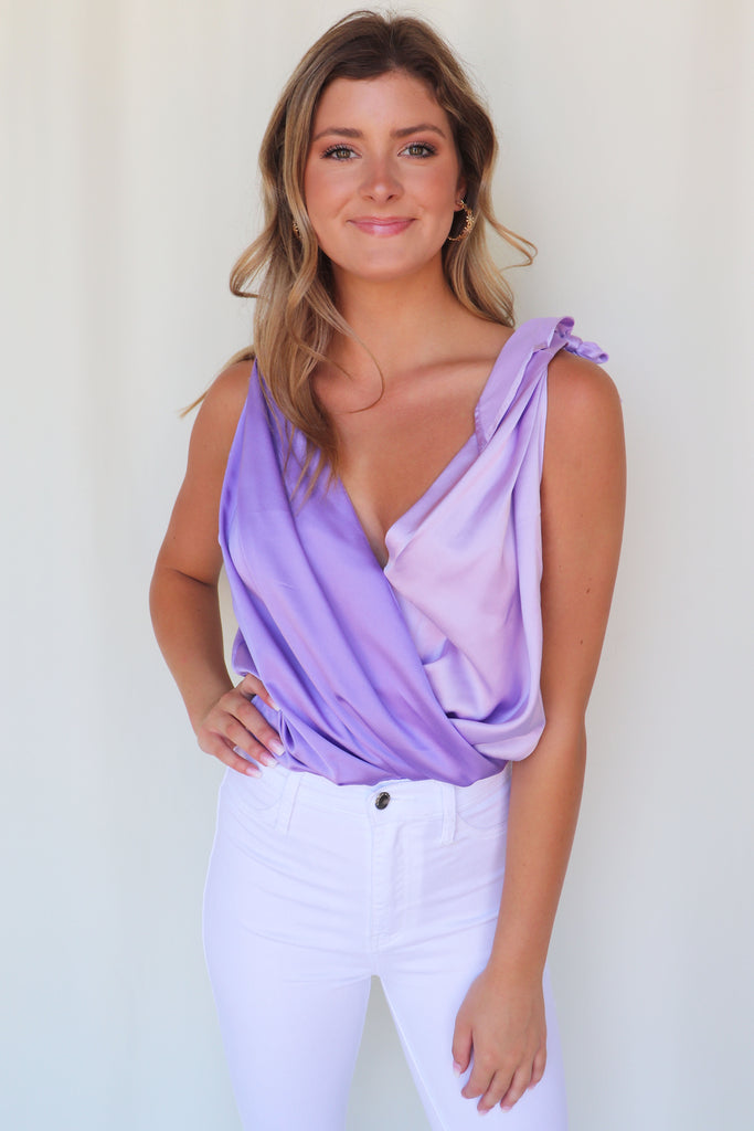 lavender satin top