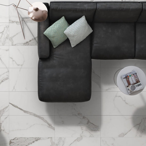 White Marble Effect Porcelain Tiles For Stunning Bathrooms