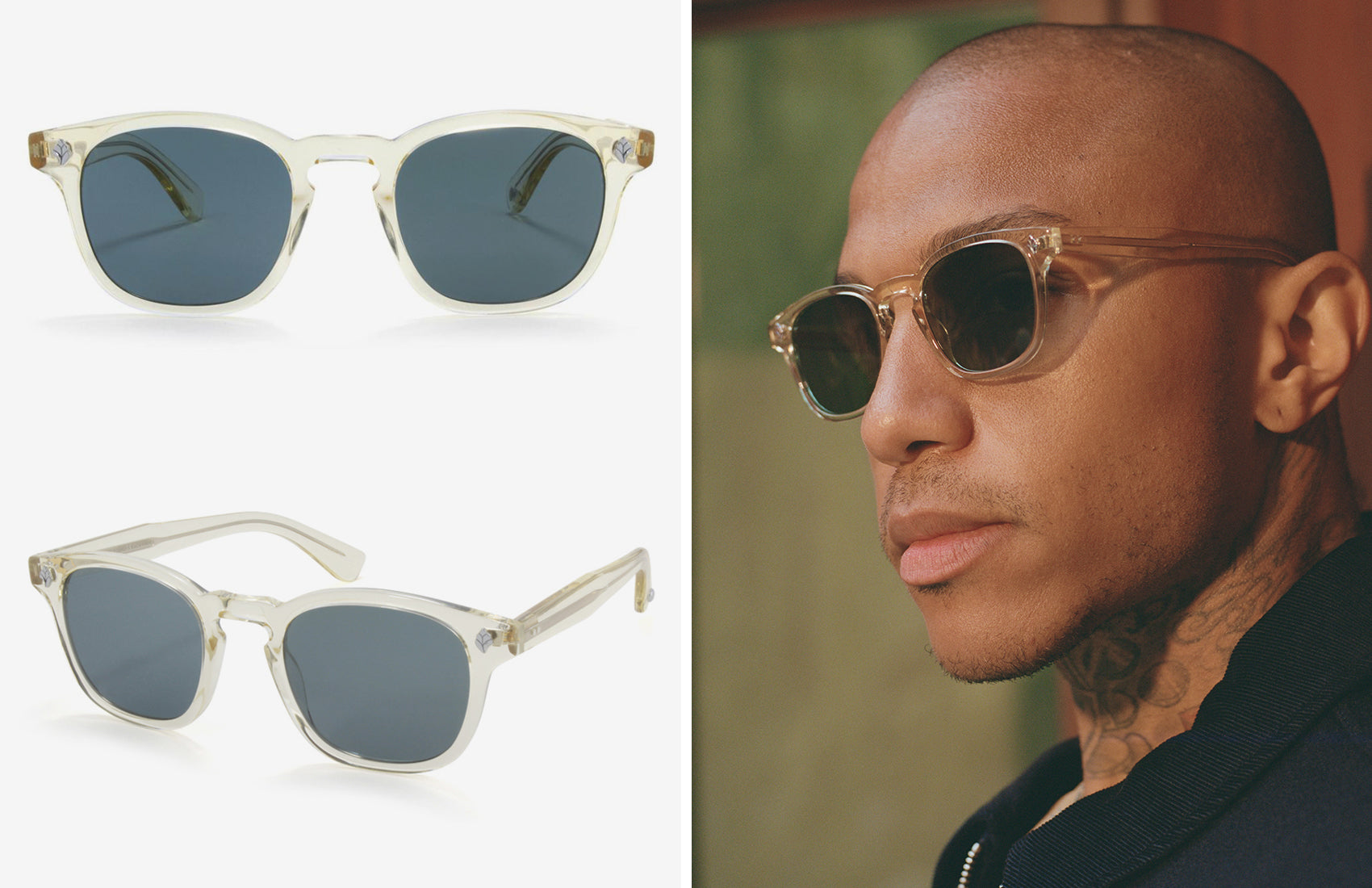 Garrett Leight // Ace in Pure Glass with Semi-Flat Blue Smoke Lenses